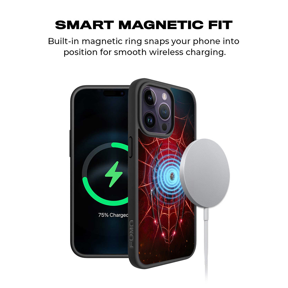 Spider-Man Black Suit 3D Skin with Shockguard Armour Magsafe Case for Apple iPhone 15 Pro