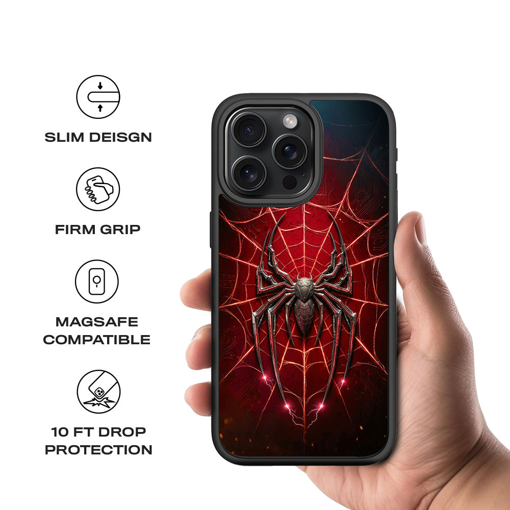 Spider-Man Black Suit 3D Skin with Shockguard Armour Magsafe Case for Apple iPhone 15 Pro