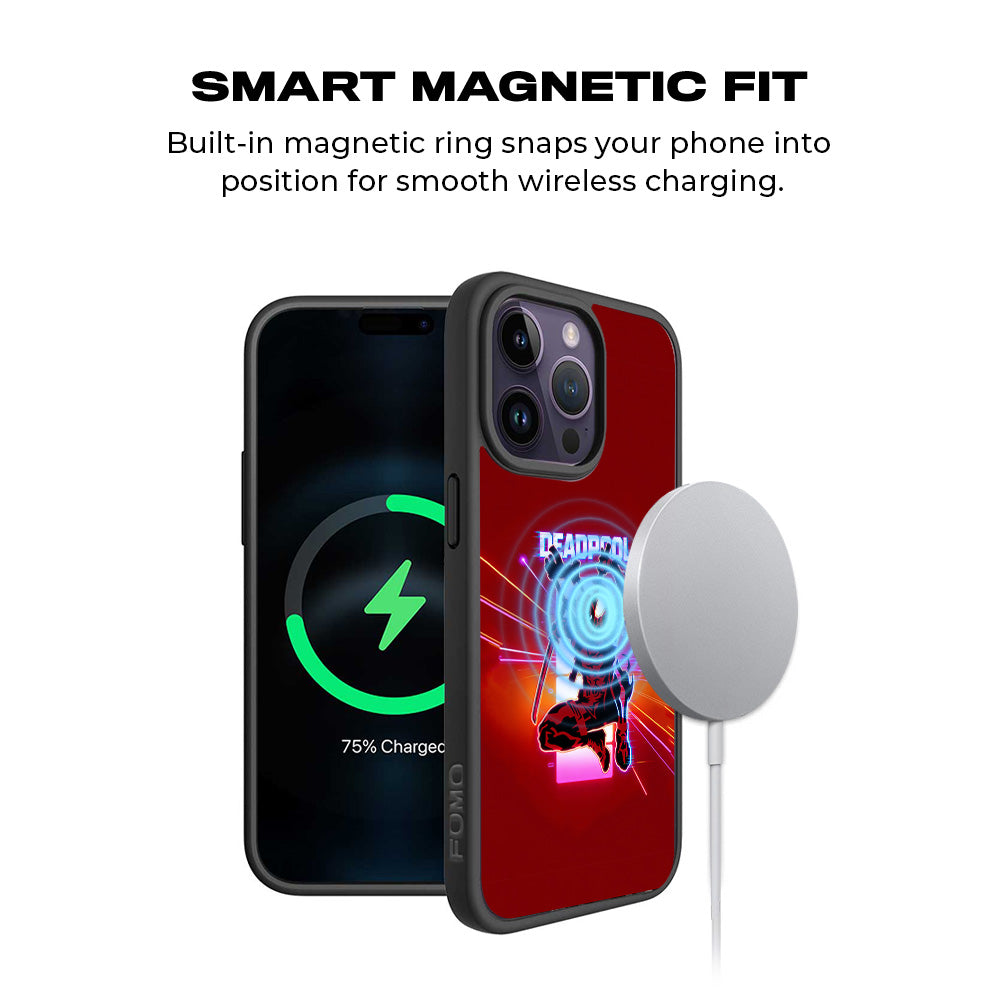 Deadpool Neon Outlaw 3D Skin with Shockguard Armour Magsafe Case for Apple iPhone 15 Pro Max