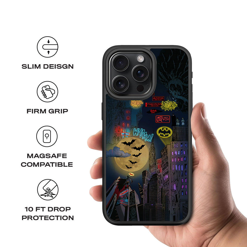 Batman City of Shadows 3D Skin with Shockguard Armour Magsafe Case for Apple iPhone 15 Pro