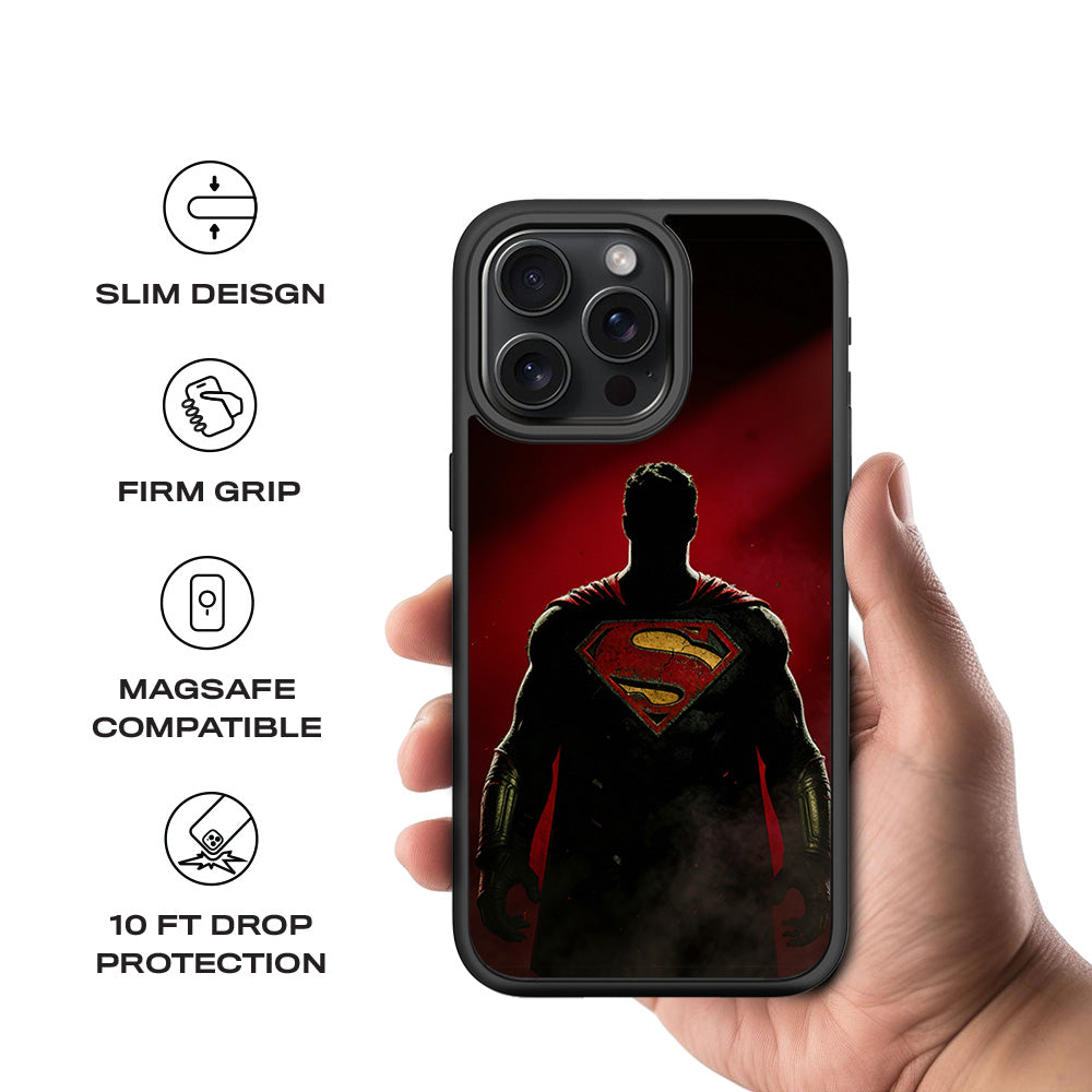 Man of Steel 3D Skin with Shockguard Armour Magsafe Case for Apple iPhone 15 Pro