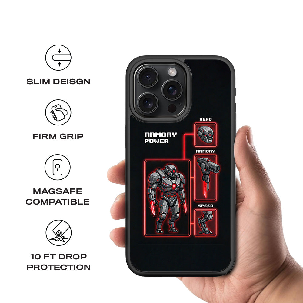 Armory Power 3D Skin with Shockguard Armour Magsafe Case for Apple iPhone 15 Pro Max