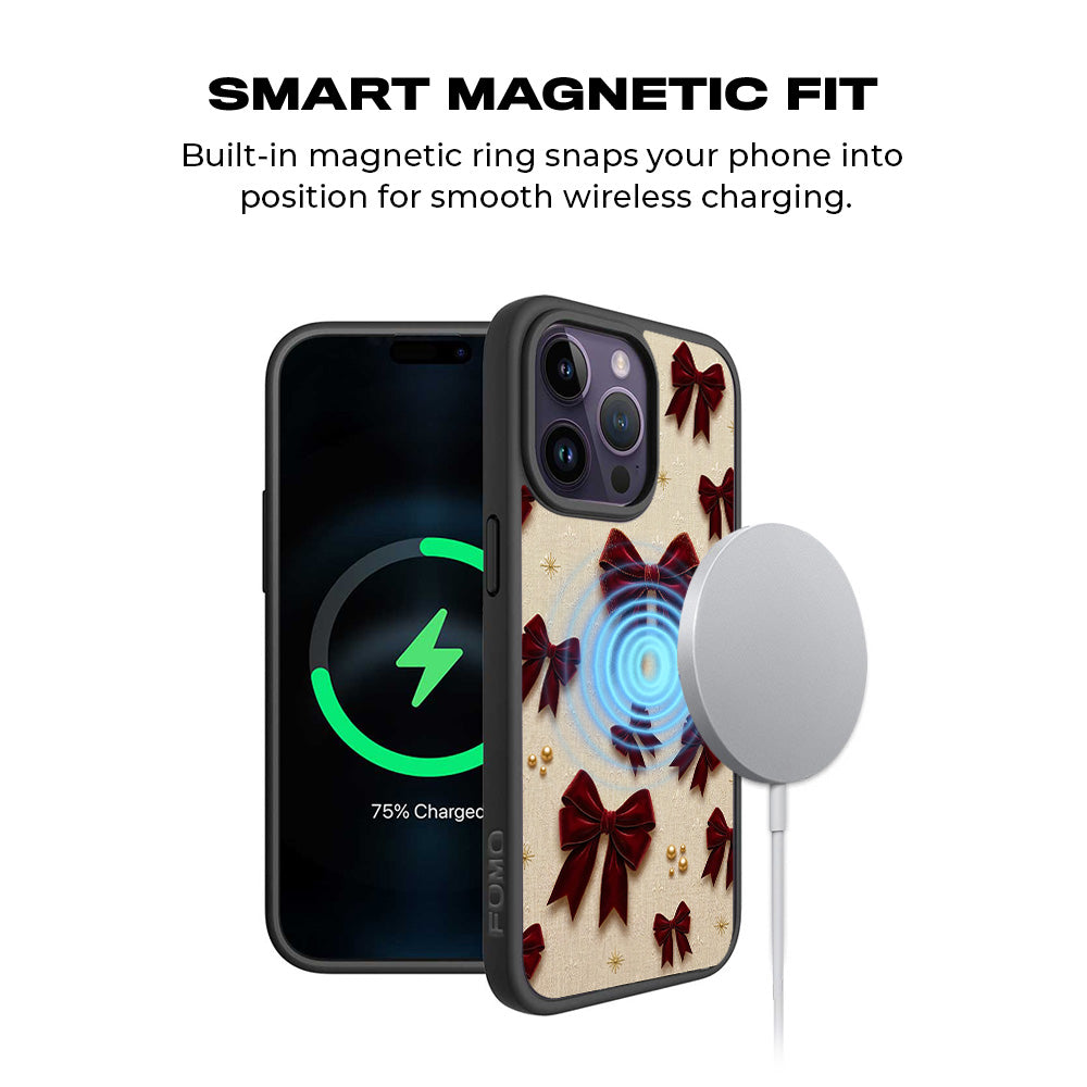 Red Bows 3D Skin with Shockguard Armour Magsafe Case for Apple iPhone 15 Pro