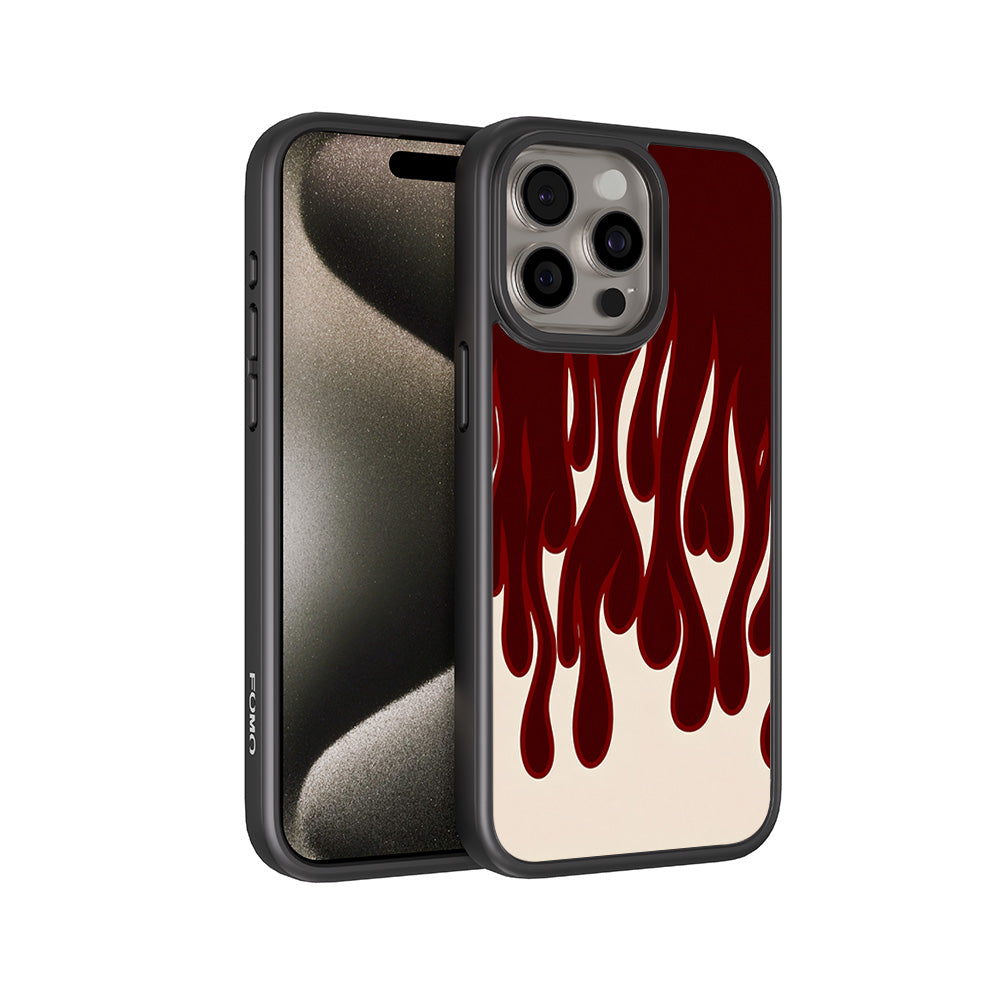 Flame Design 3D Skin with Shockguard Armour Magsafe Case for Apple iPhone 15 Pro