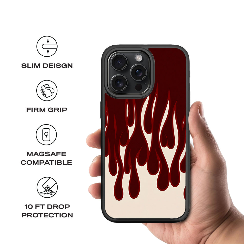 Flame Design 3D Skin with Shockguard Armour Magsafe Case for Apple iPhone 15 Pro