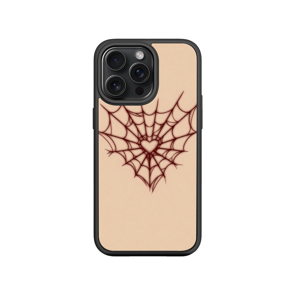 Spider Web Heart 3D Skin with Shockguard Armour Magsafe Case for Apple iPhone 15 Pro