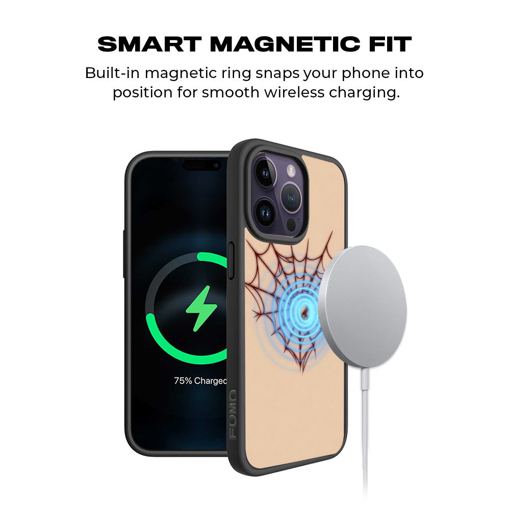 Spider Web Heart 3D Skin with Shockguard Armour Magsafe Case for Apple iPhone 15 Pro
