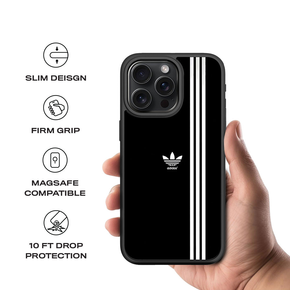 Adidas Logo 3D Skin with Shockguard Armour Magsafe Case for Apple iPhone 15 Pro