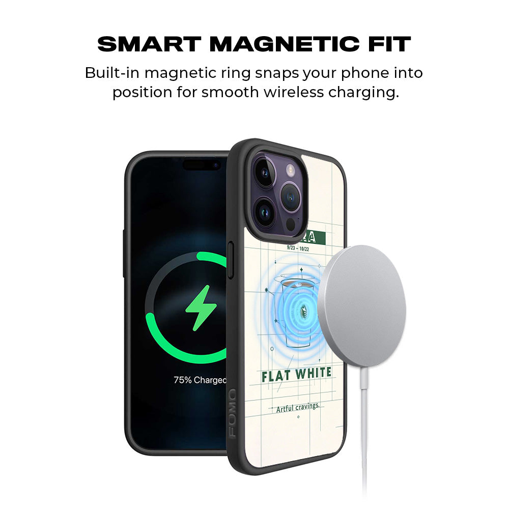 Libra Flat White 3D Skin with Shockguard Armour Magsafe Case for Apple iPhone 15 Pro