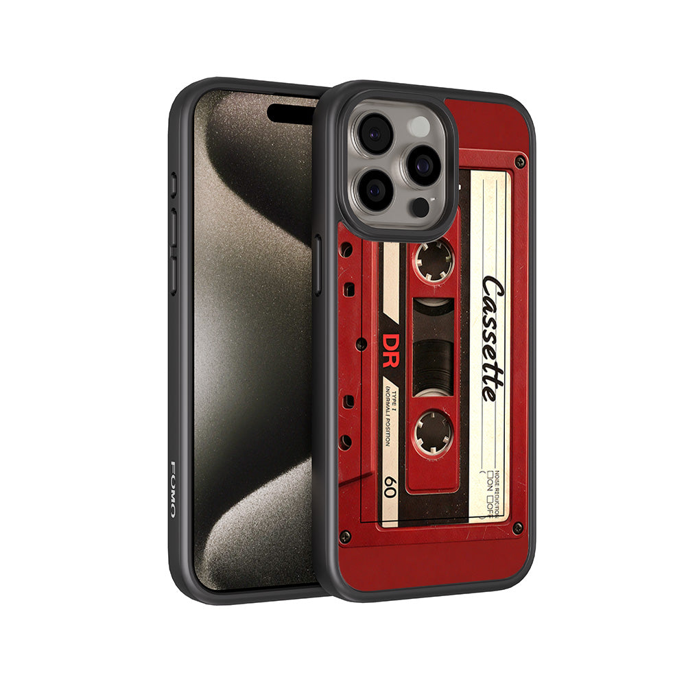 The Retro Cassette 3D Skin with Shockguard Armour Magsafe Case for Apple iPhone 15 Pro