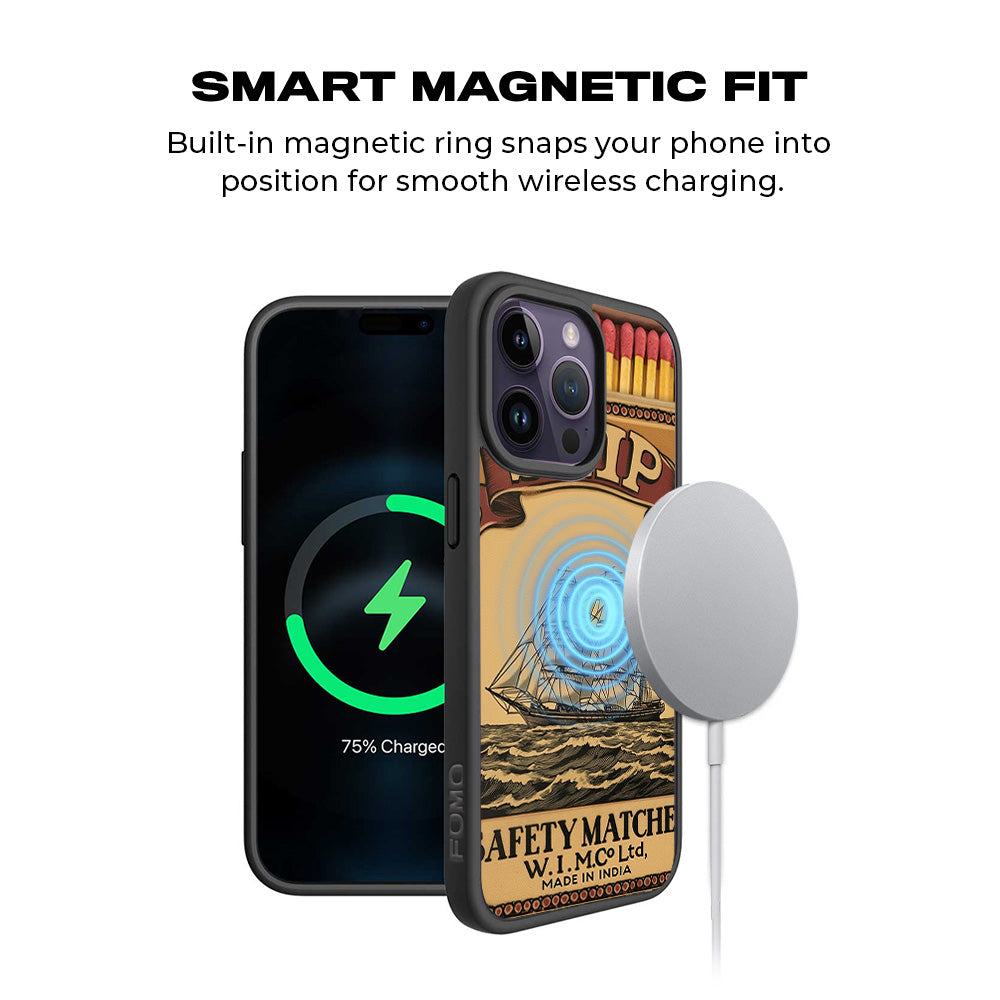 Ship Safety Matches 3D Skin with Shockguard Armour Magsafe Case for Apple iPhone 15 Pro Max