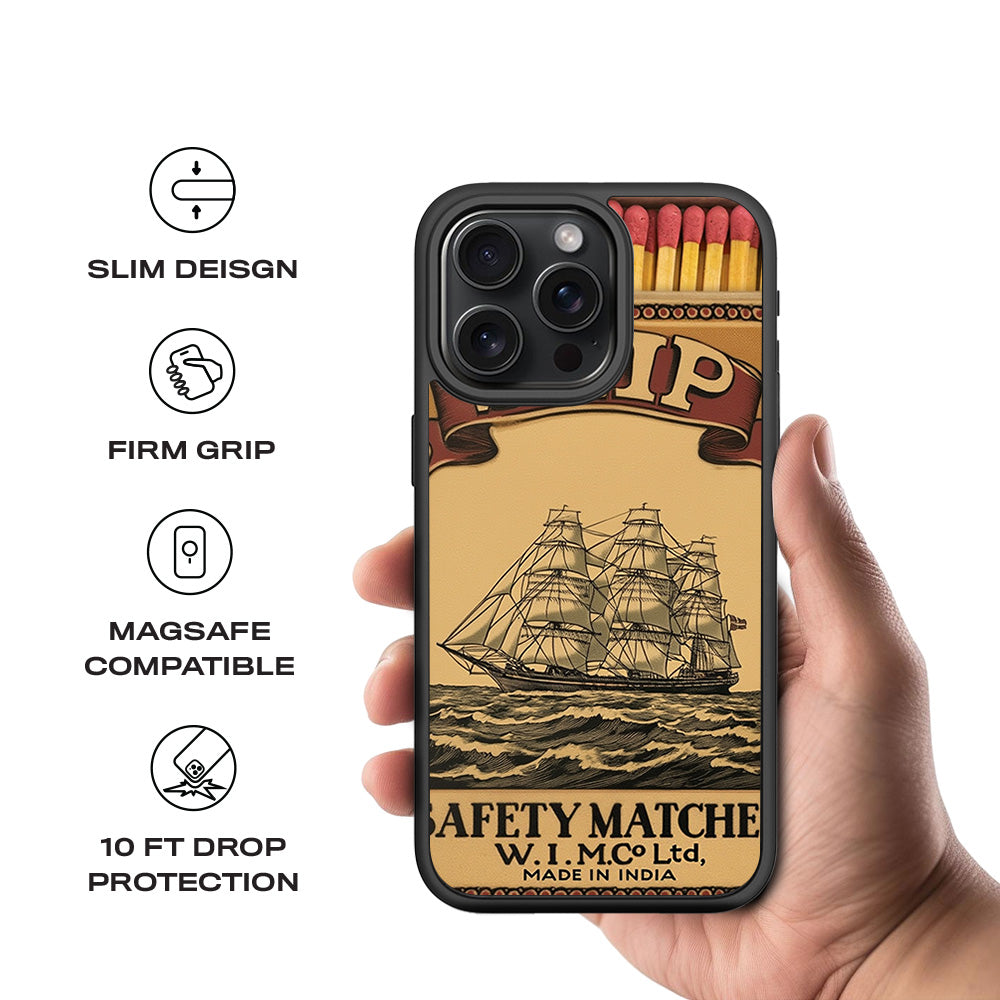Ship Safety Matches 3D Skin with Shockguard Armour Magsafe Case for Apple iPhone 15 Pro Max