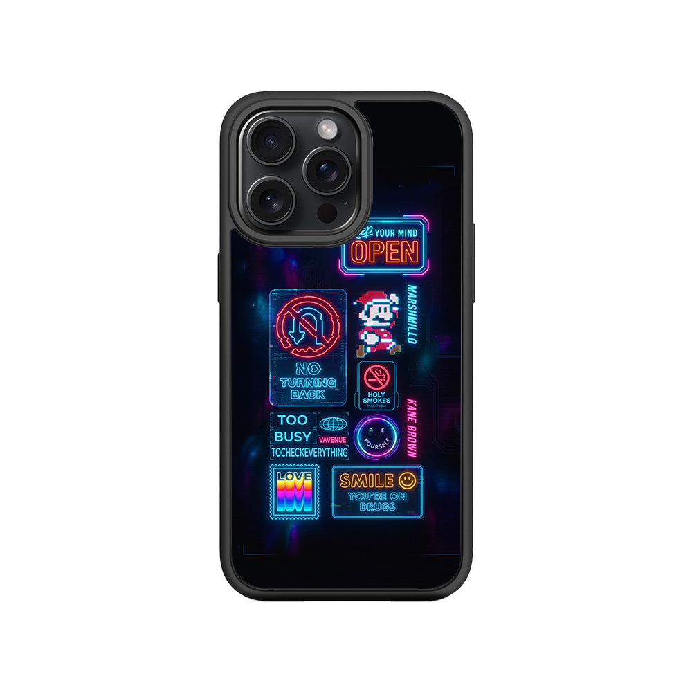 Neon Street Art 3D Skin with Shockguard Armour Magsafe Case for Apple iPhone 15 Pro