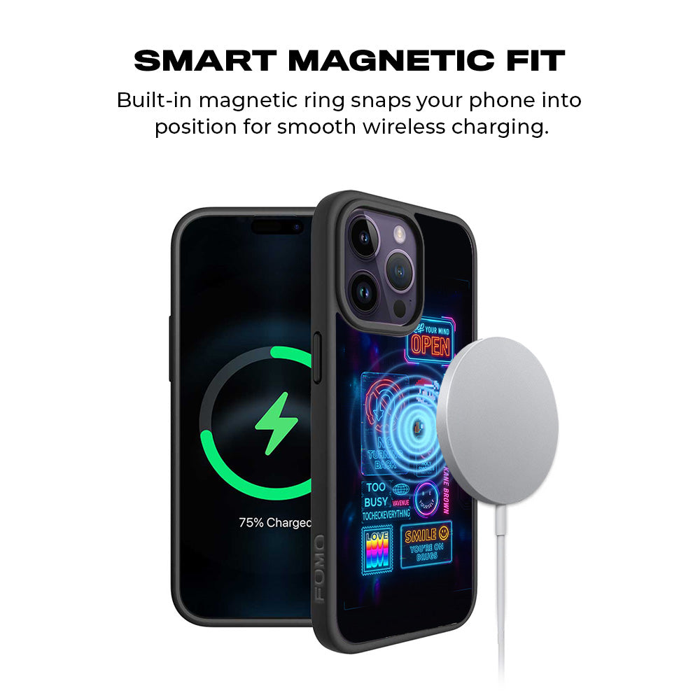Neon Street Art 3D Skin with Shockguard Armour Magsafe Case for Apple iPhone 15 Pro