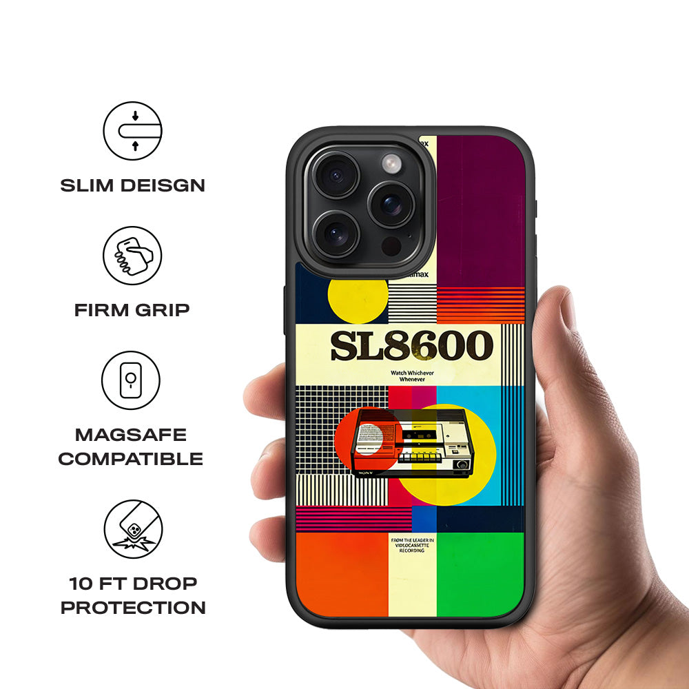 Betamax Vintage Vibes 3D Skin with Shockguard Armour Magsafe Case for Apple iPhone 15 Pro