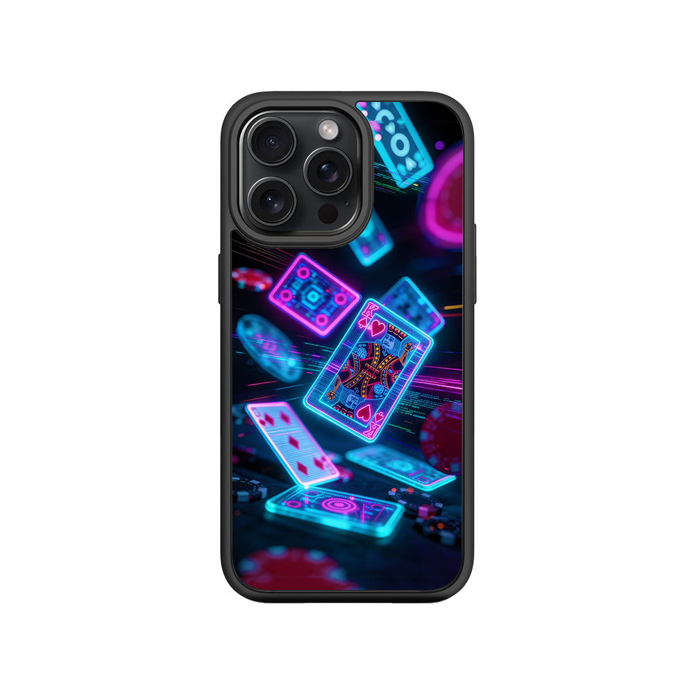 Futuristic Playing Cards 3D Skin with Shockguard Armour Magsafe Case for Apple iPhone 15 Pro