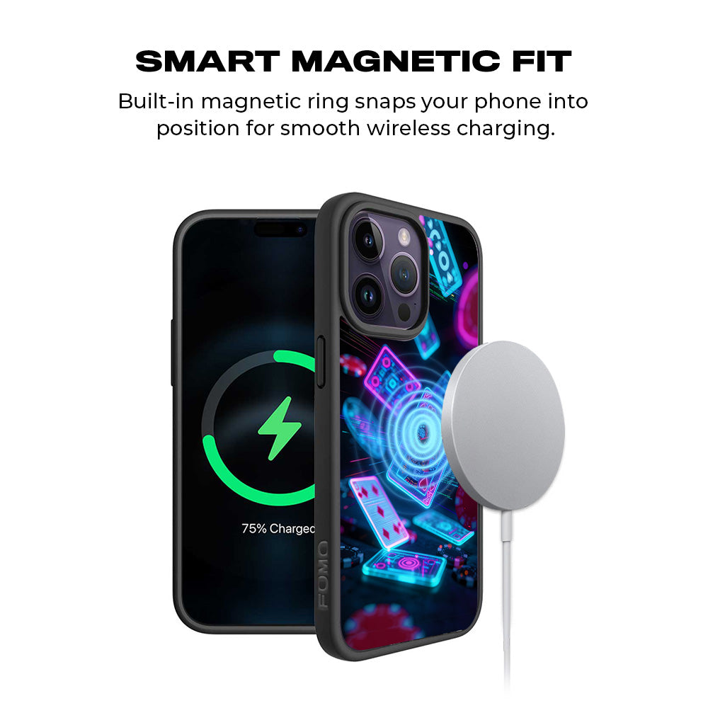 Futuristic Playing Cards 3D Skin with Shockguard Armour Magsafe Case for Apple iPhone 15 Pro