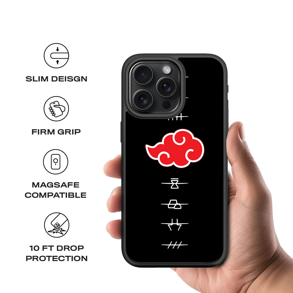 Akatsuki Logo Naruto Anime 3D Skin with Shockguard Armour Magsafe Case for Apple iPhone 15 Pro
