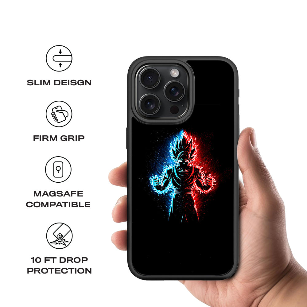 Vegeta in Dual Color Anime 3D Skin with Shockguard Armour Magsafe Case for Apple iPhone 15 Pro
