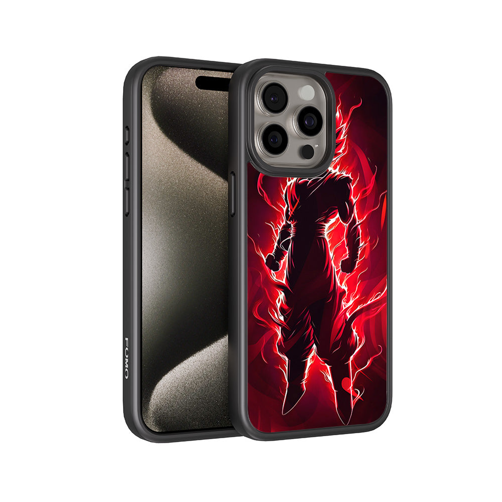 Goku in Fiery Red 3D Skin with Shockguard Armour Magsafe Case for Apple iPhone 15 Pro