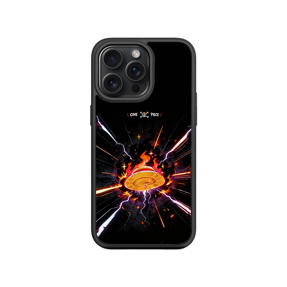 One Piece Fire Hat 3D Skin with Shockguard Armour Magsafe Case for Apple iPhone 15 Pro