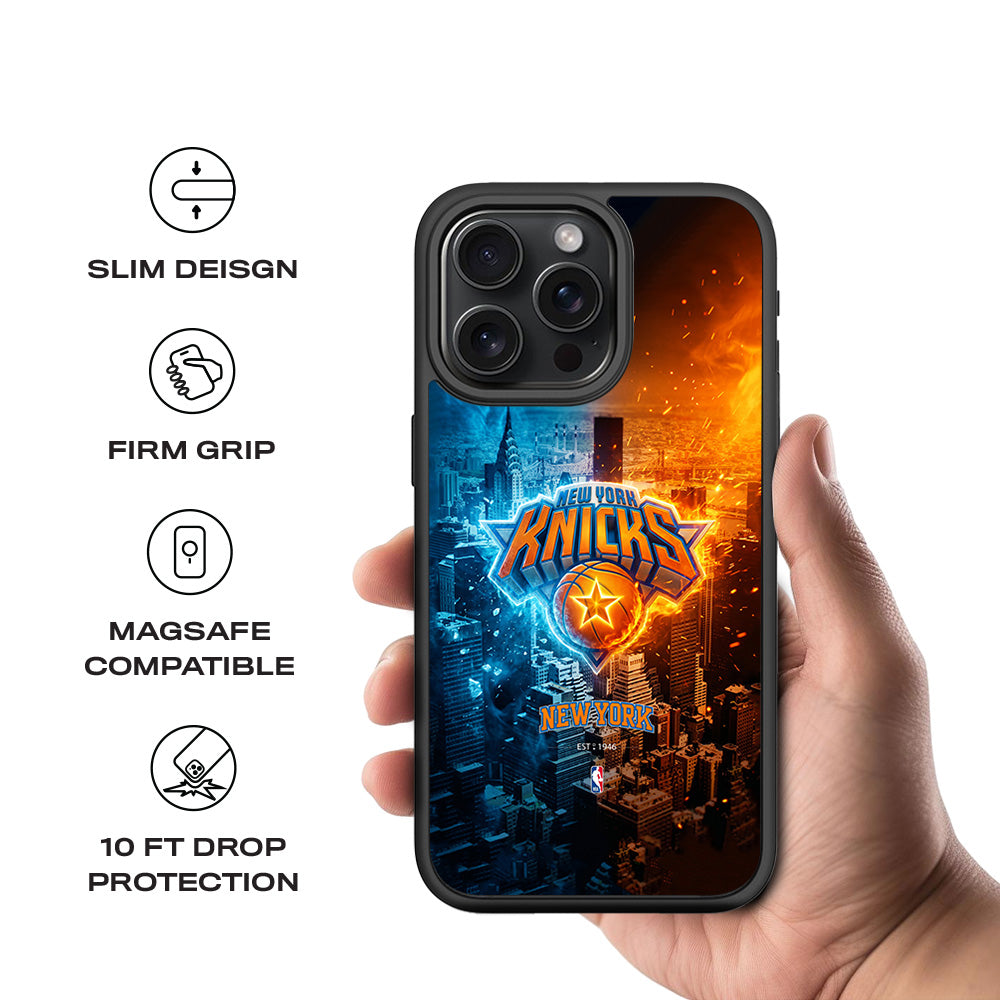 New York Knicks City Pride Sports 3D Skin with Shockguard Armour Magsafe Case for Apple iPhone 15 Pro