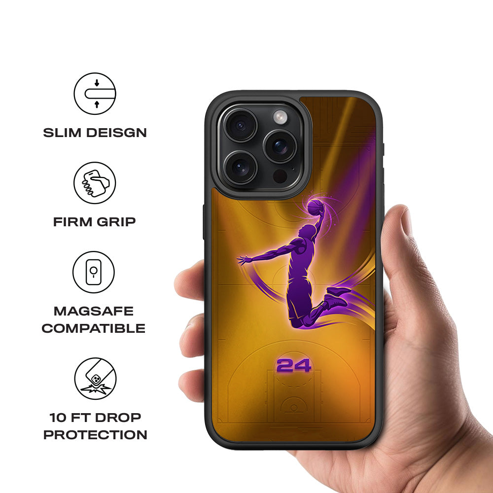 Purple Dunk 24 Sports 3D Skin with Shockguard Armour Magsafe Case for Apple iPhone 15 Pro Max