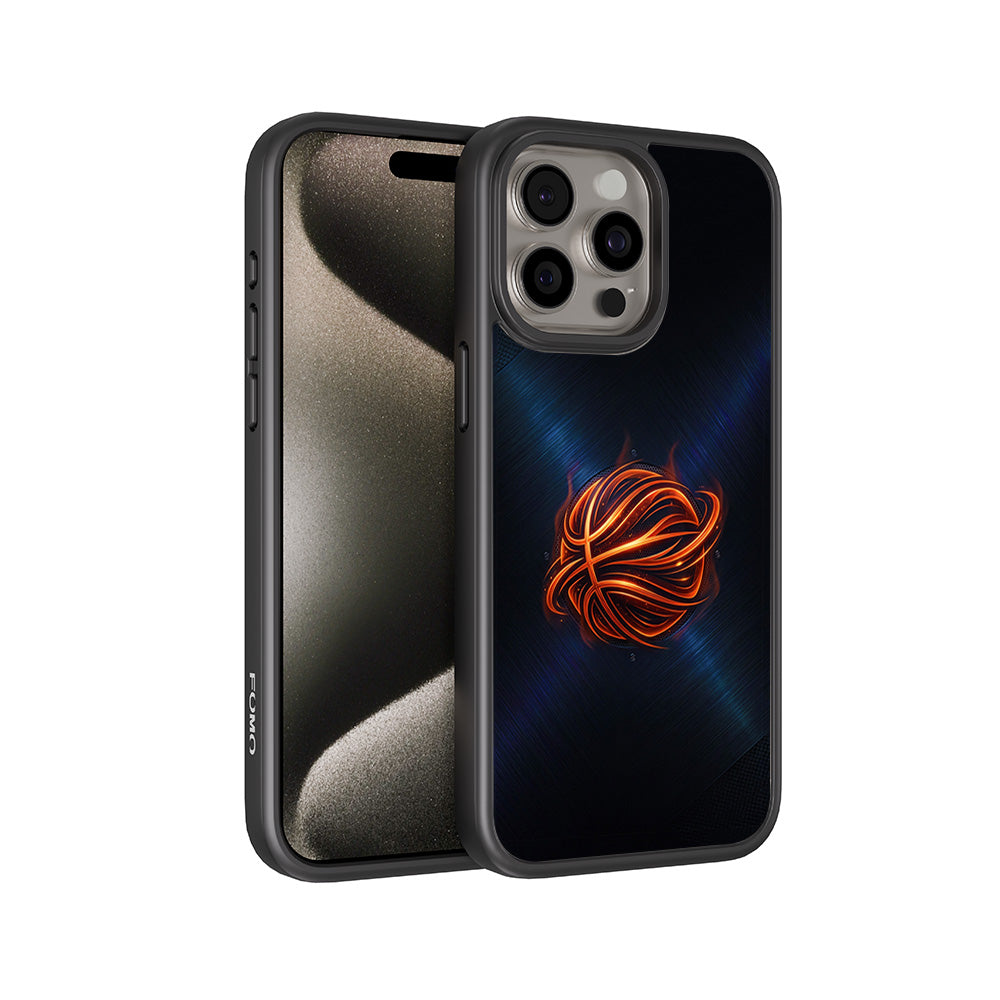 Basketball Inferno Sports 3D Skin with Shockguard Armour Magsafe Case for Apple iPhone 15 Pro Max