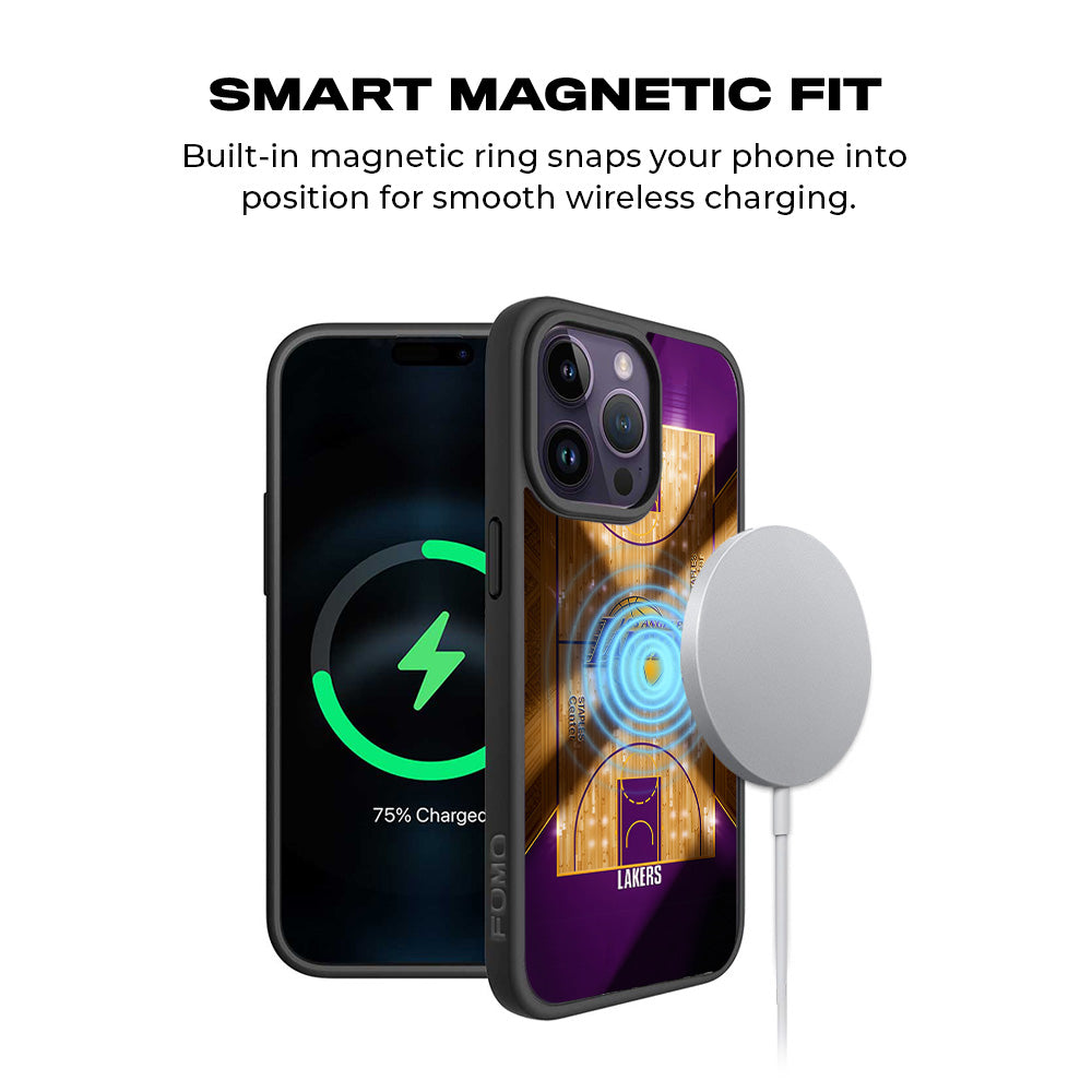 Lakers Championship Court Sports 3D Skin with Shockguard Armour Magsafe Case for Apple iPhone 15 Pro