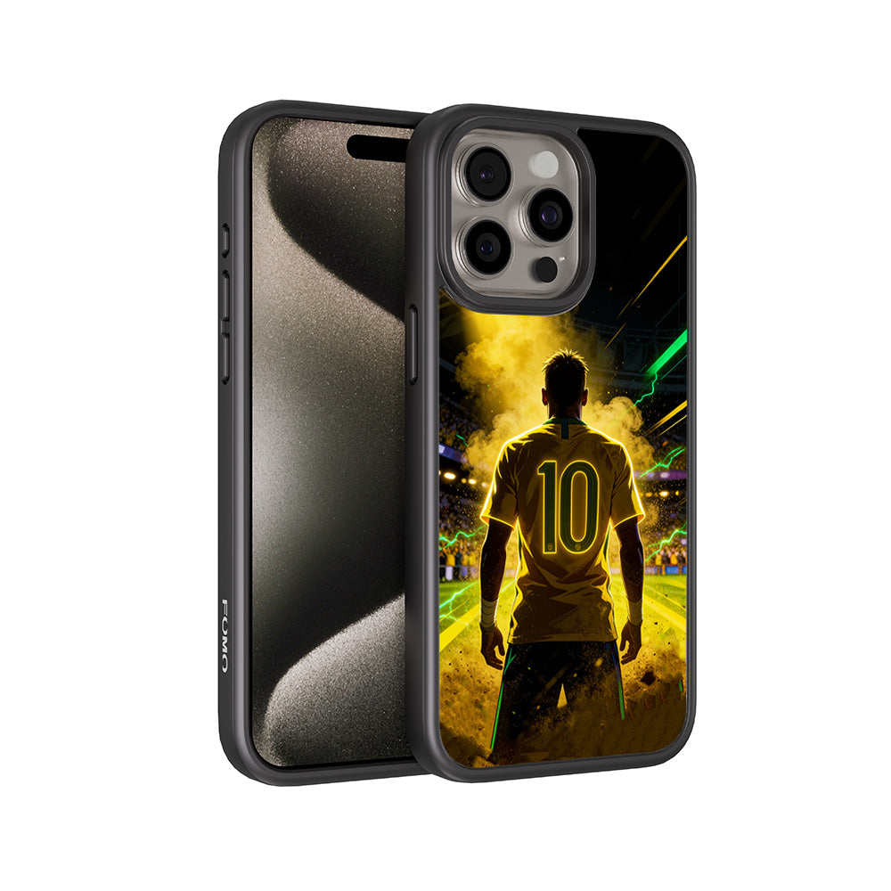 Brazil Number 10 Football Sports 3D Skin with Shockguard Armour Magsafe Case for Apple iPhone 15 Pro
