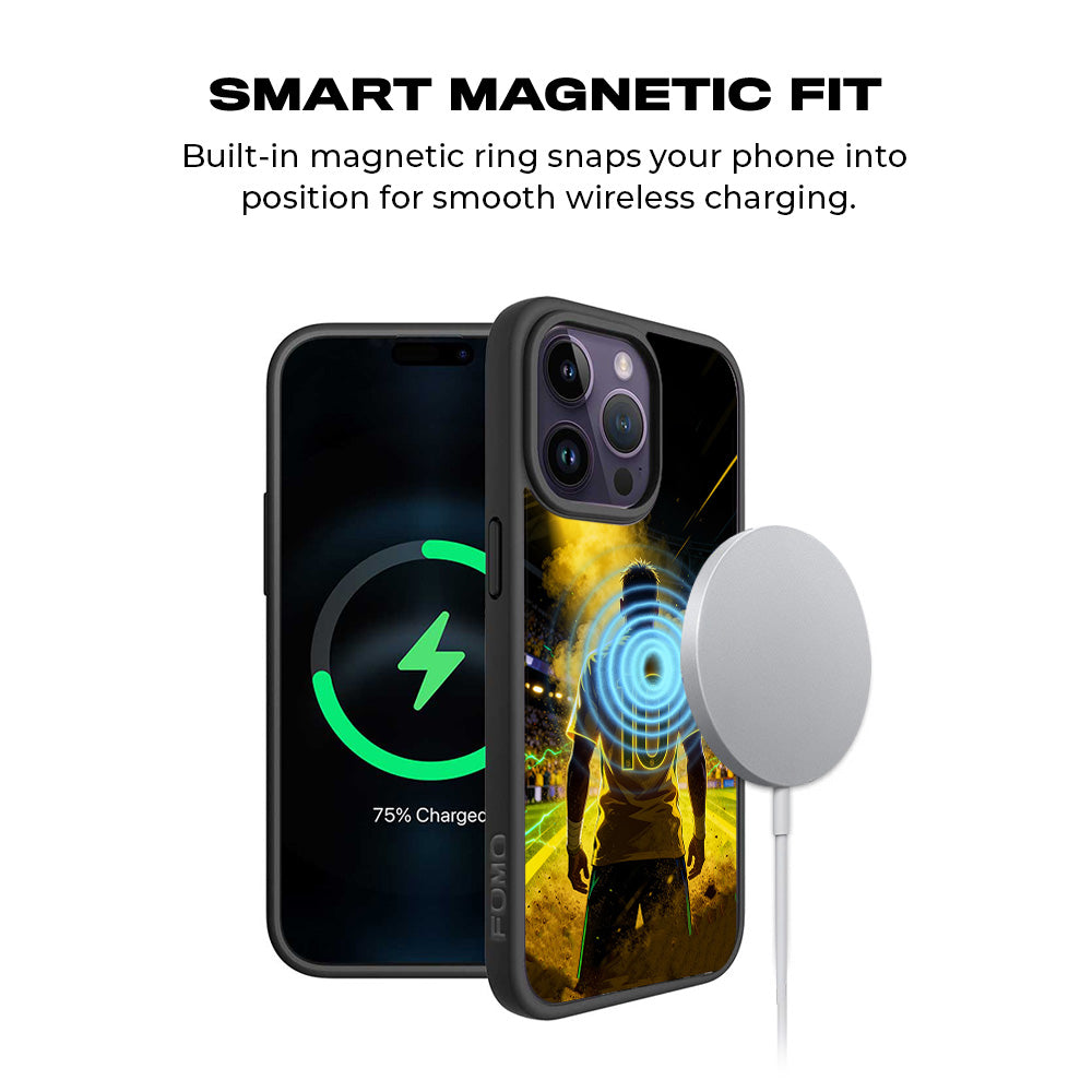 Brazil Number 10 Football Sports 3D Skin with Shockguard Armour Magsafe Case for Apple iPhone 15 Pro