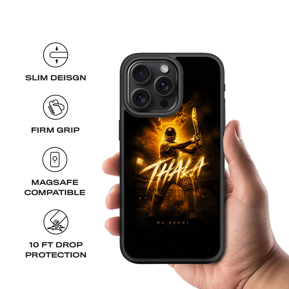 MS Dhoni THALA Cricket Sports 3D Skin with Shockguard Armour Magsafe Case for Apple iPhone 15 Pro