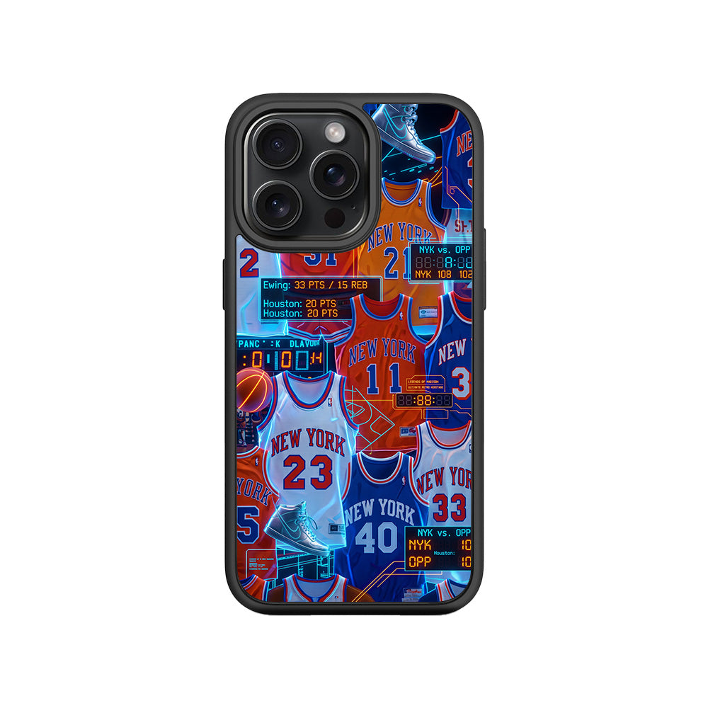 New York Knicks Retro Jerseys Sports 3D Skin with Shockguard Armour Magsafe Case for Apple iPhone 15 Pro Max