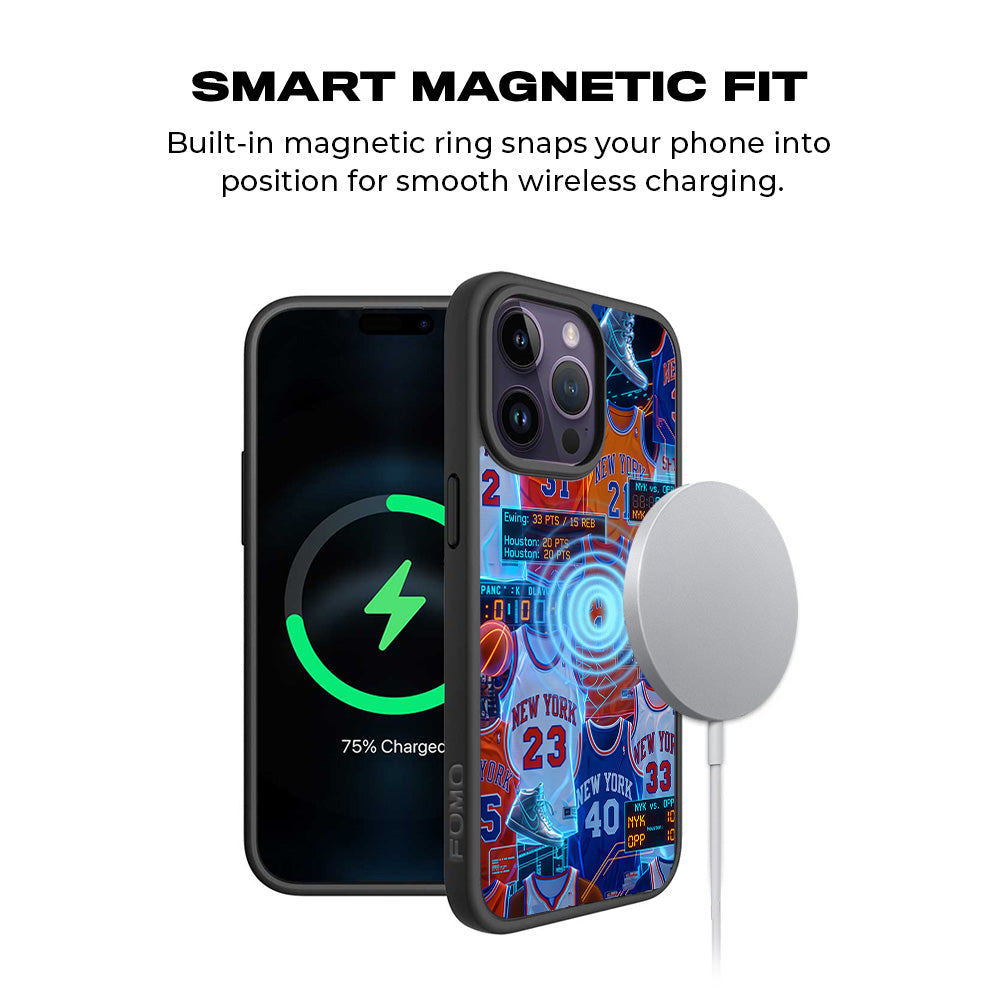 New York Knicks Retro Jerseys Sports 3D Skin with Shockguard Armour Magsafe Case for Apple iPhone 15 Pro Max