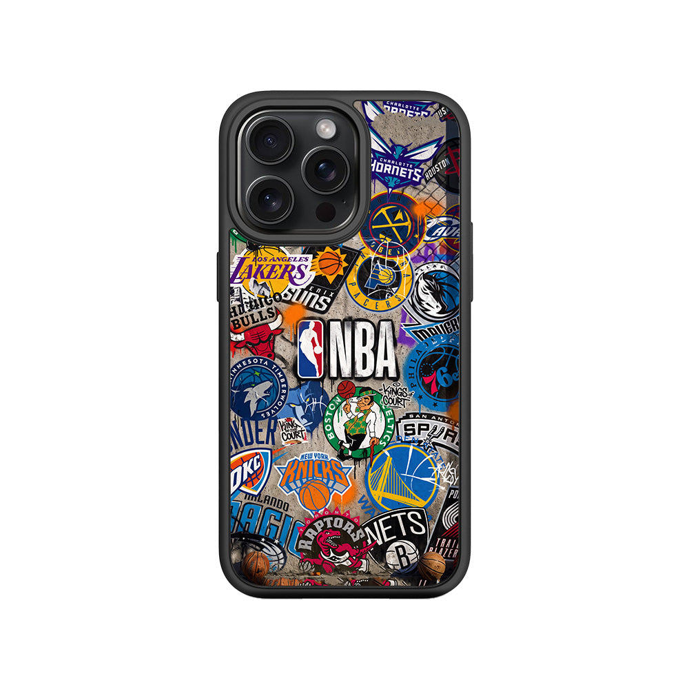 NBA Sticker Style Sports 3D Skin with Shockguard Armour Magsafe Case for Apple iPhone 15 Pro