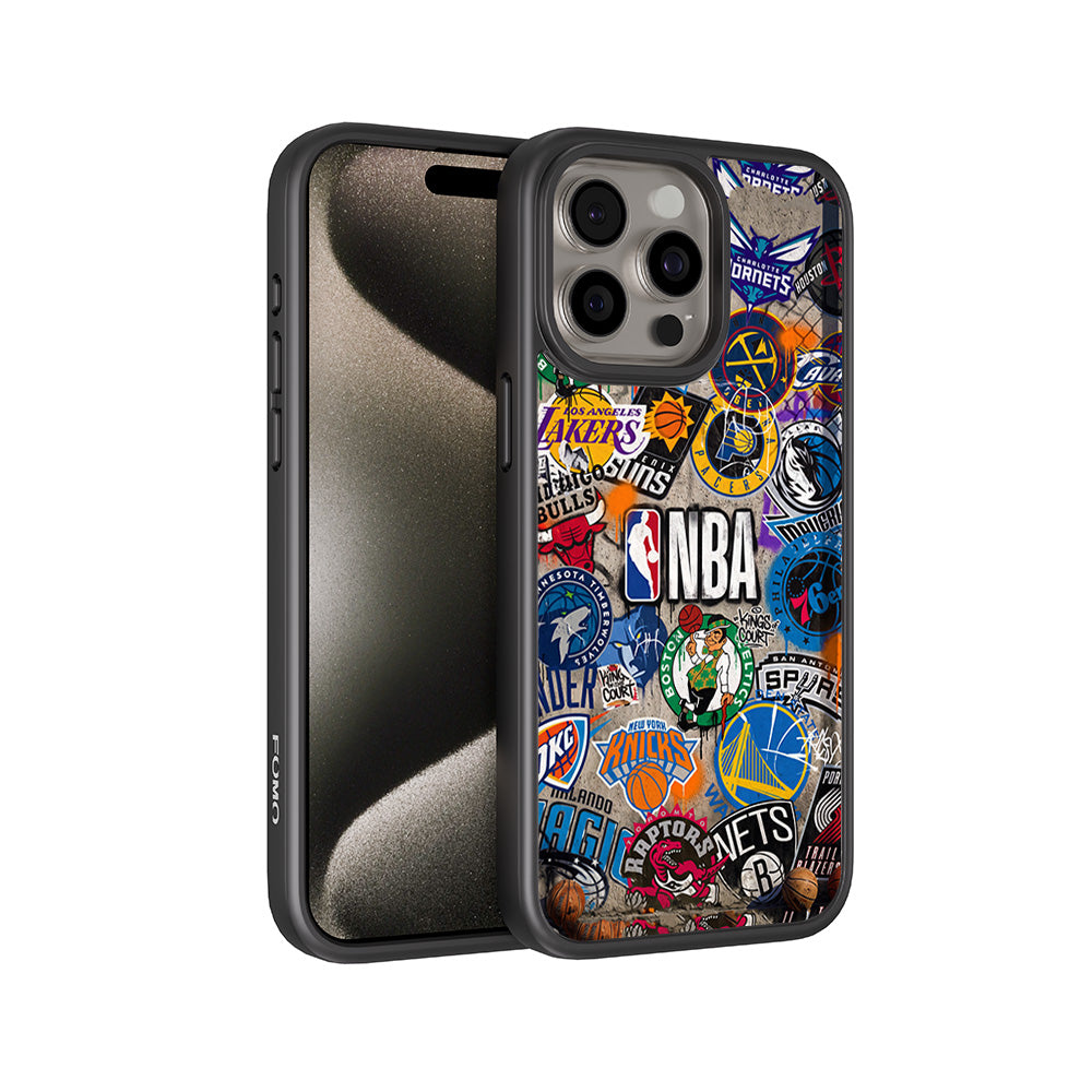 NBA Sticker Style Sports 3D Skin with Shockguard Armour Magsafe Case for Apple iPhone 15 Pro