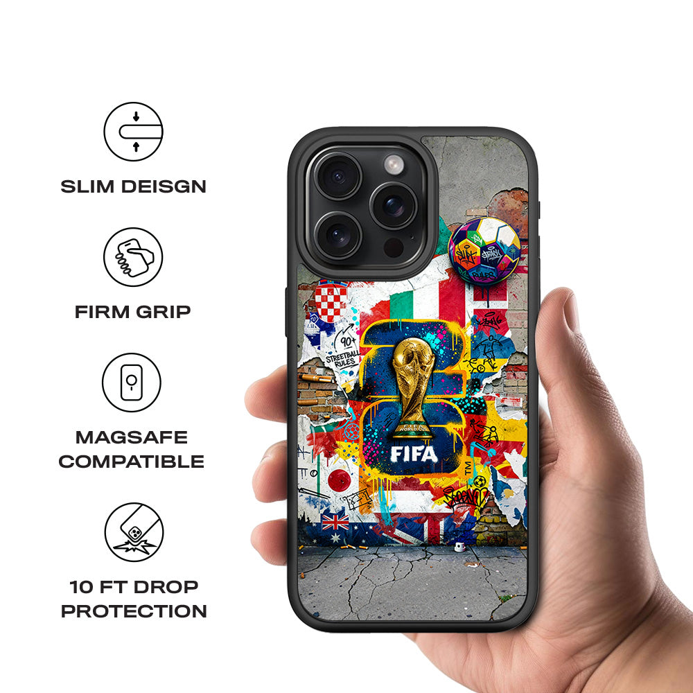 FIFA World Cup Streetstyle Sports 3D Skin with Shockguard Armour Magsafe Case for Apple iPhone 15 Pro