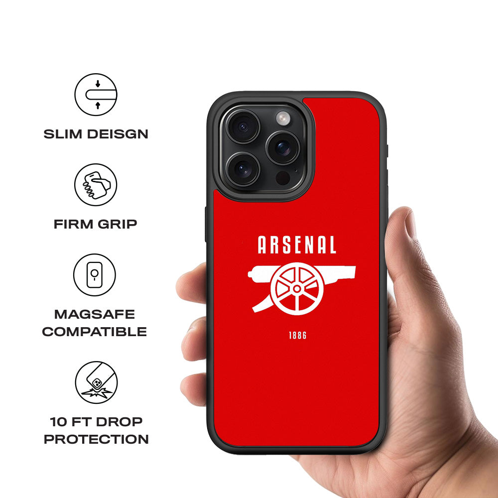 Arsenal Cannon Sports 3D Skin with Shockguard Armour Magsafe Case for Apple iPhone 15 Pro