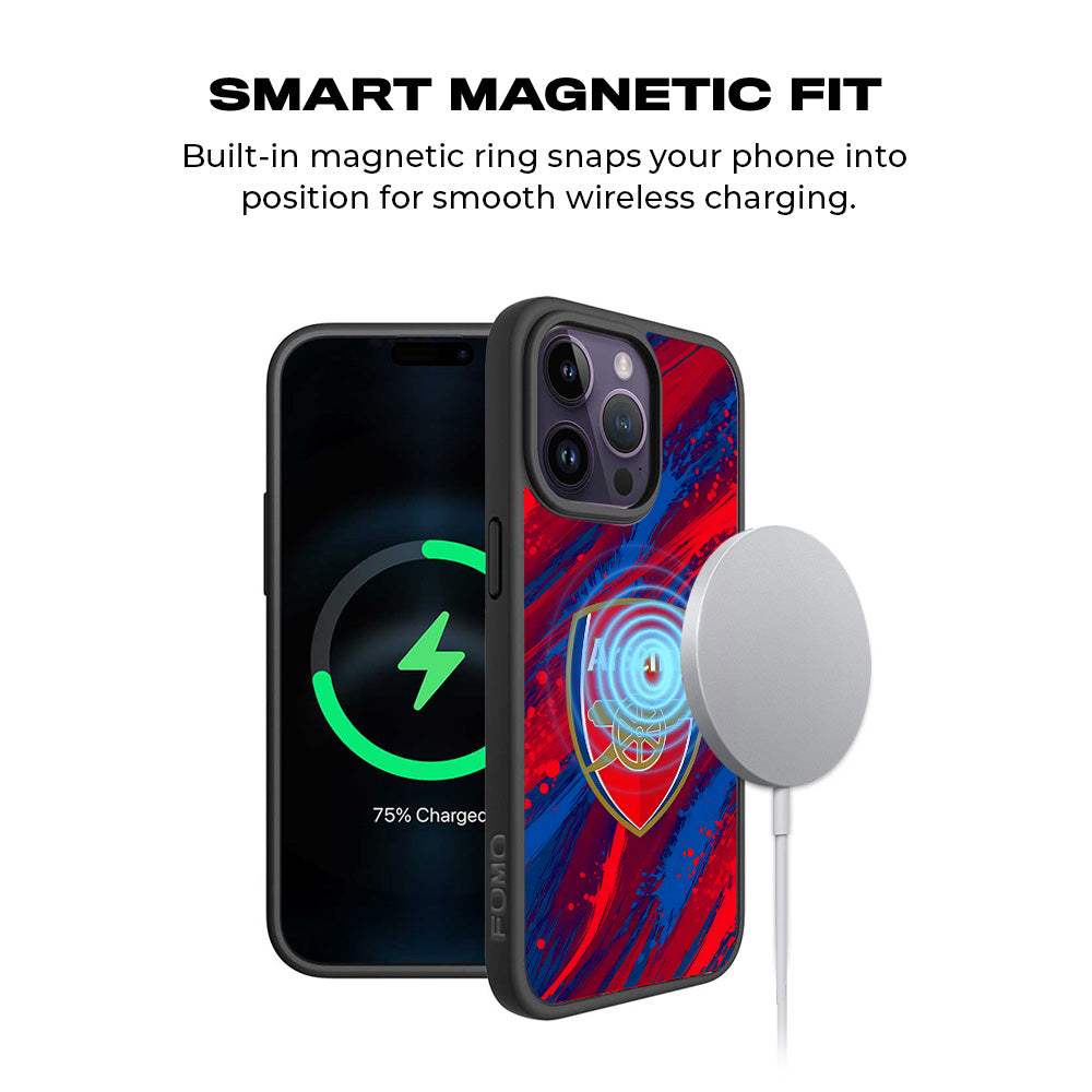 Arsenal Modern Crest Sports 3D Skin with Shockguard Armour Magsafe Case for Apple iPhone 15 Pro