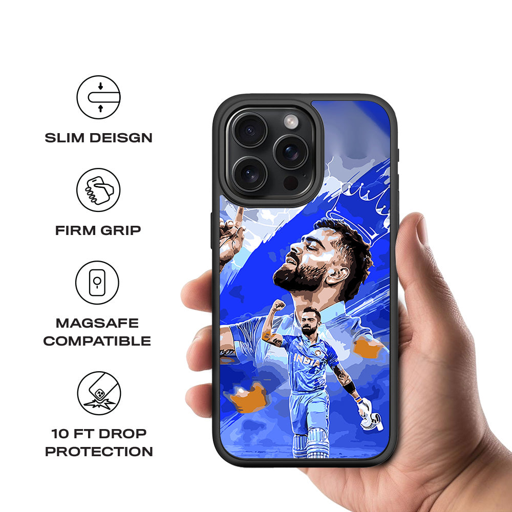 Virat Kohli Champion Sports 3D Skin with Shockguard Armour Magsafe Case for Apple iPhone 15 Pro