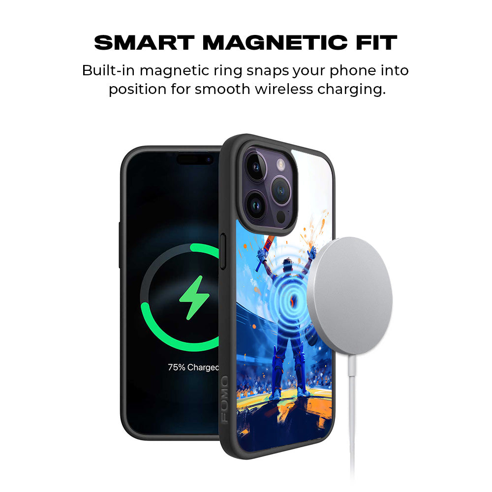 King Virat Kohli Sports 3D Skin with Shockguard Armour Magsafe Case for Apple iPhone 15 Pro Max