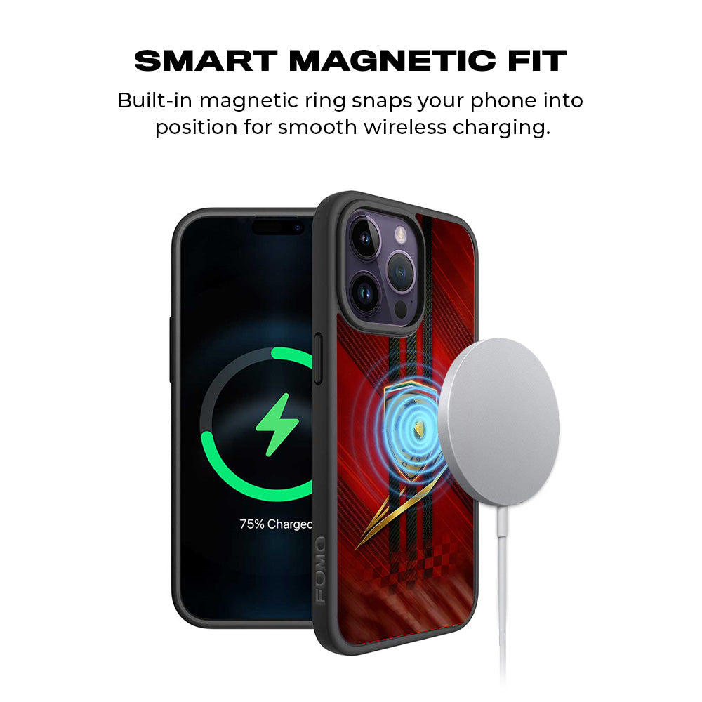 Ferrari 3D Skin with Shockguard Armour Magsafe Case for Apple iPhone 15 Pro