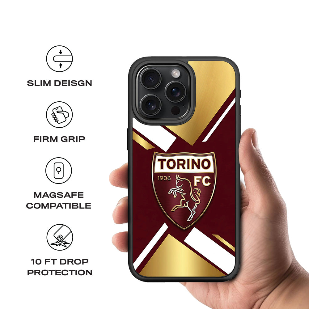 TORINO FC 1906 Sports 3D Skin with Shockguard Armour Magsafe Case for Apple iPhone 15 Pro