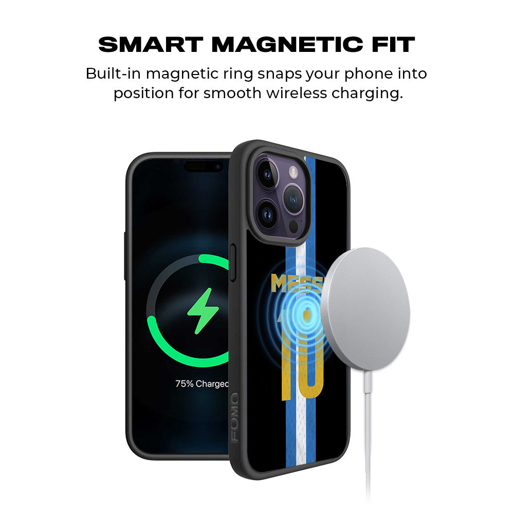 Messi Argentina Jersey 3D Skin with Shockguard Armour Magsafe Case for Apple iPhone 15 Pro