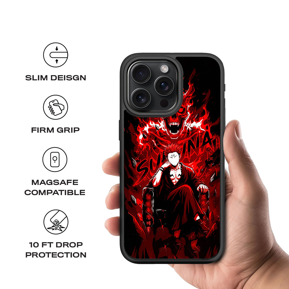 Sukuna Inferno Throne 3D Skin with Shockguard Armour Magsafe Case for Apple iPhone 15 Pro Max