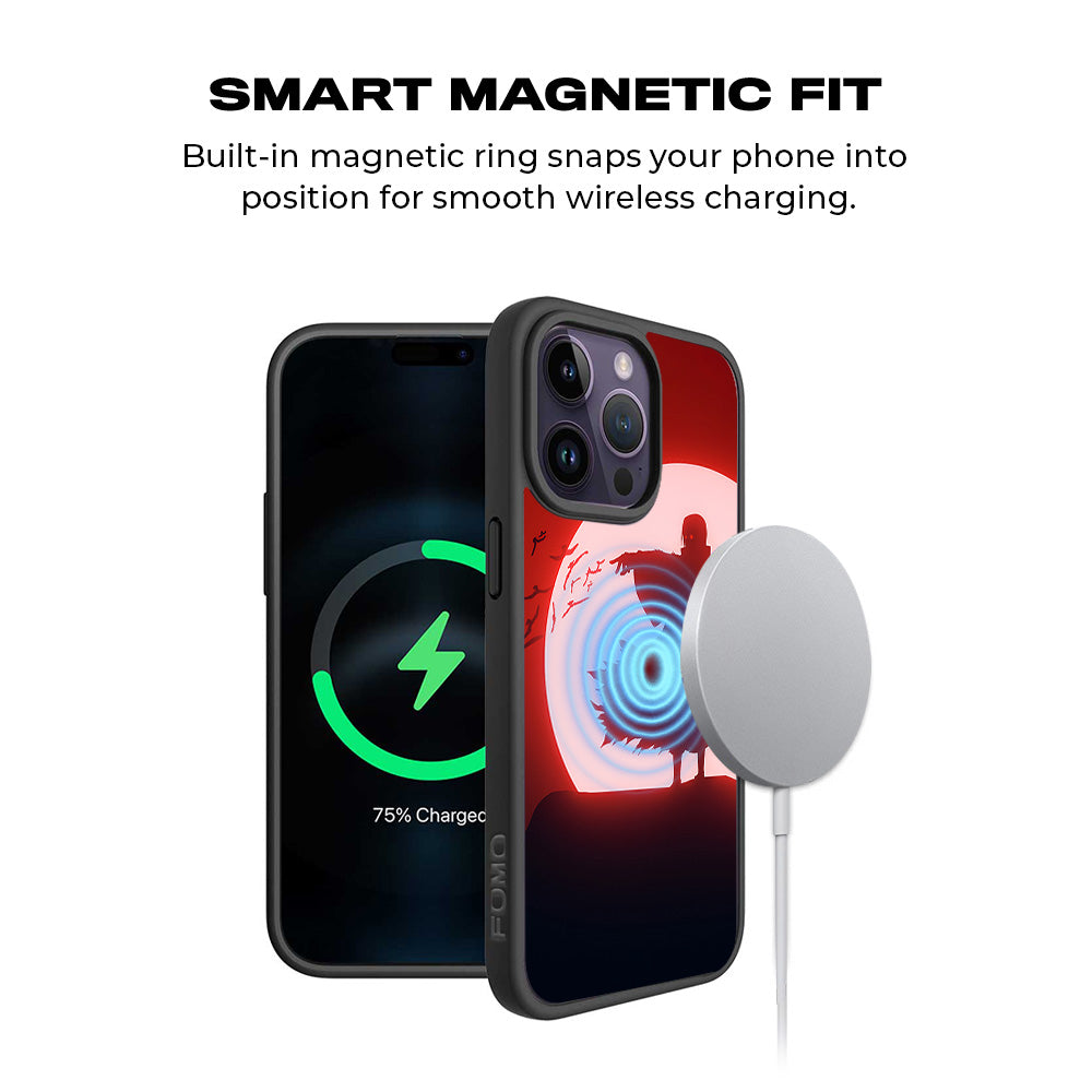 Itachi Uchiha Under Red Moon 3D Skin with Shockguard Armour Magsafe Case for Apple iPhone 15 Pro Max