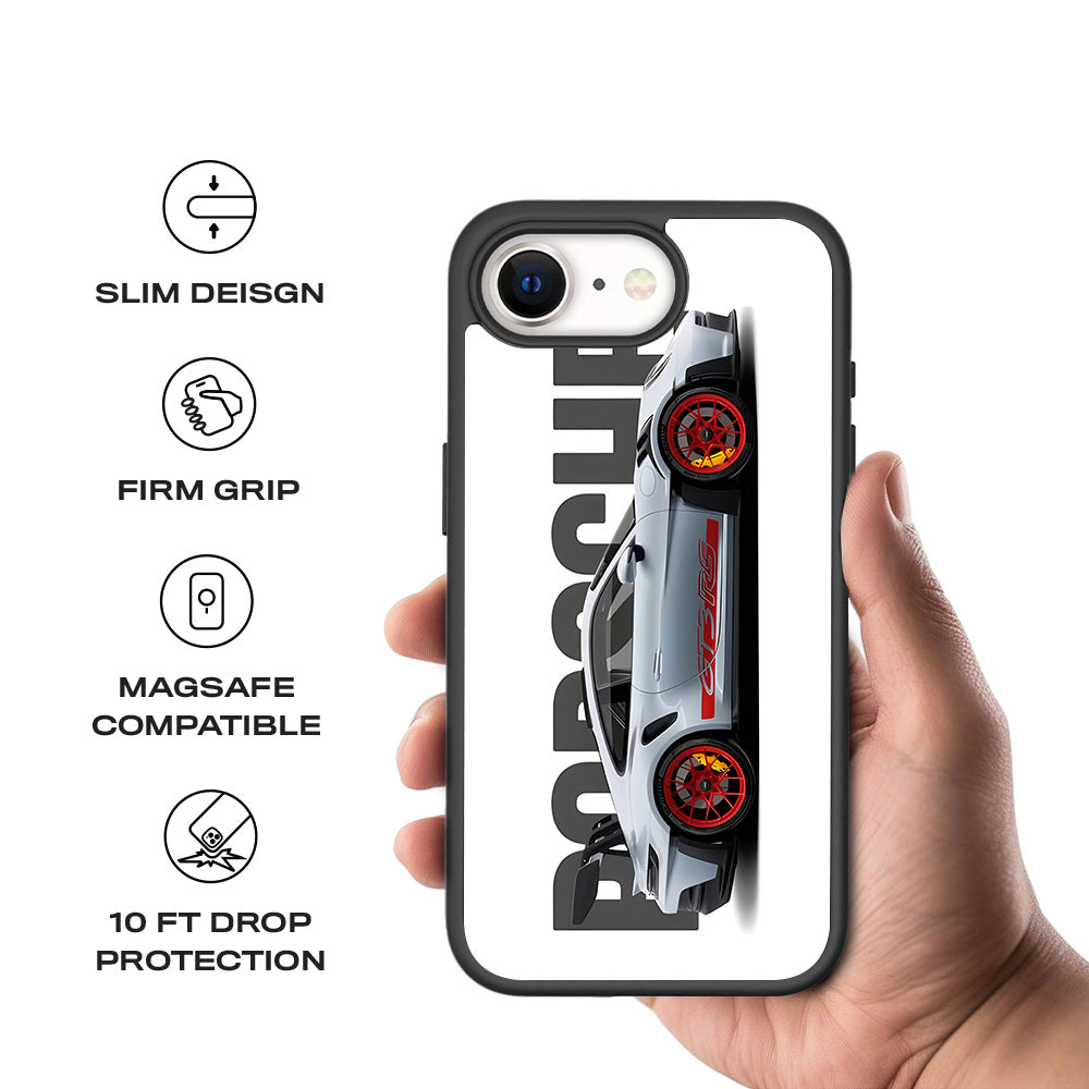 Porsche 911 GT3 3D Skin with Shockguard Armour Magsafe Case for Apple iPhone 16E