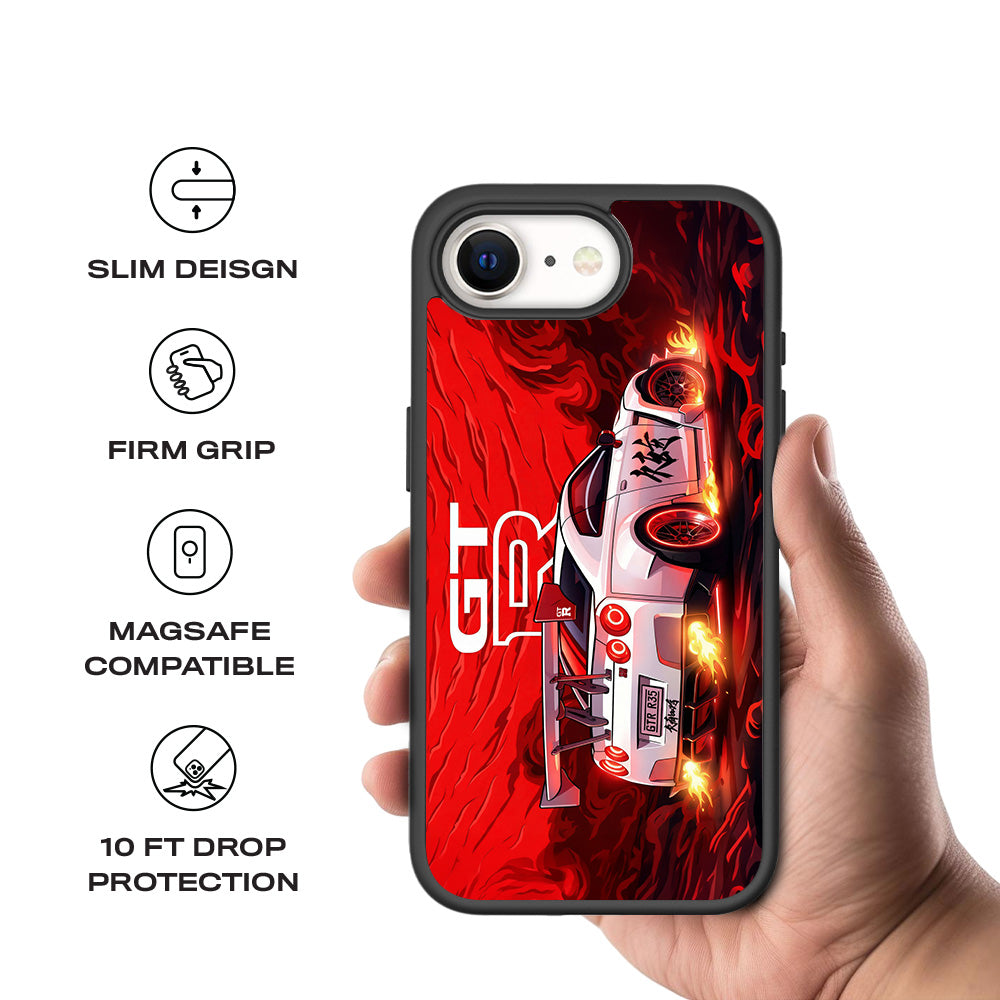 Nissan GTR Racing Edition 3D Skin with Shockguard Armour Magsafe Case for Apple iPhone 16E