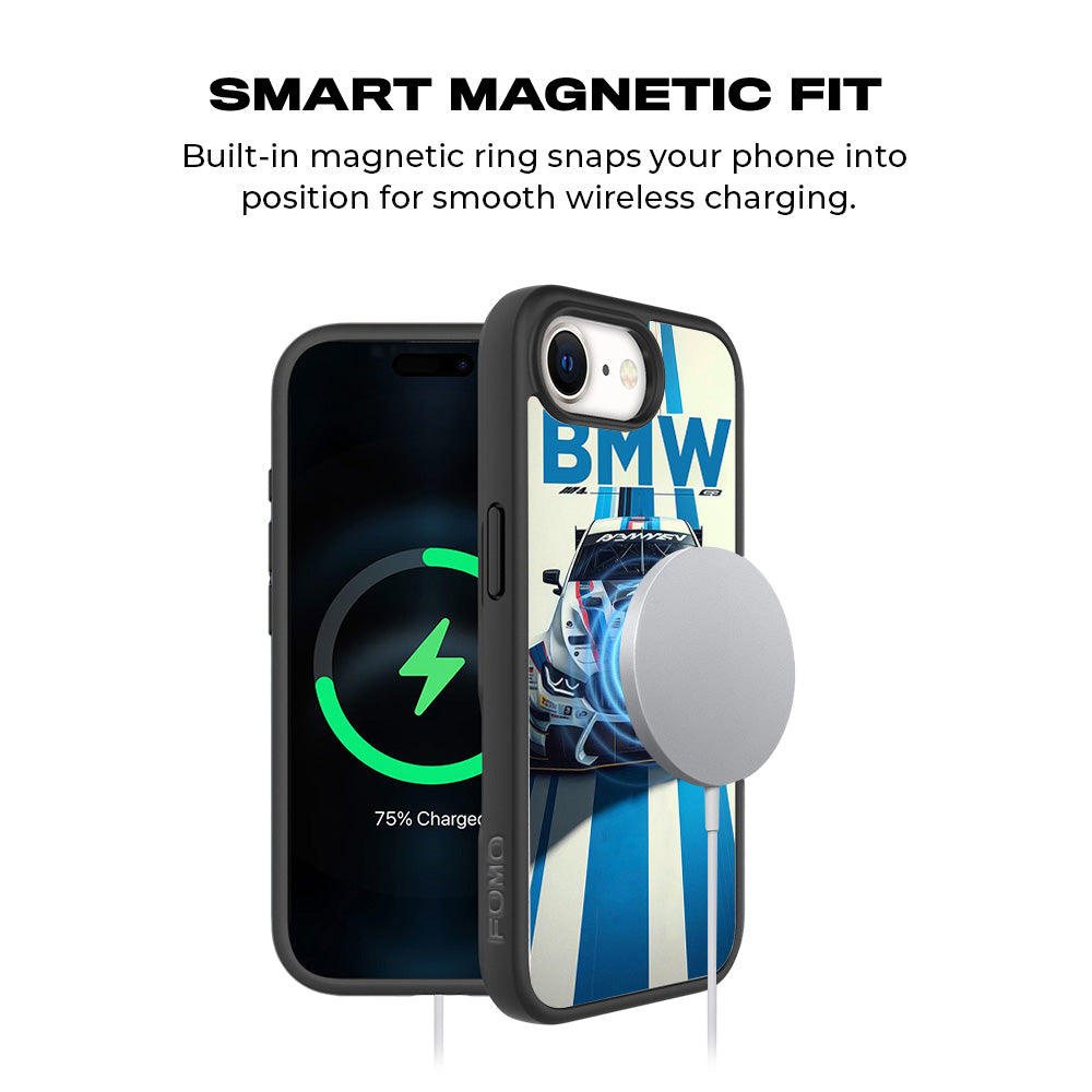 BMW GT Racing 3D Skin with Shockguard Armour Magsafe Case for Apple iPhone 16E