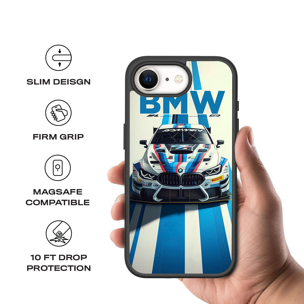 BMW GT Racing 3D Skin with Shockguard Armour Magsafe Case for Apple iPhone 16E